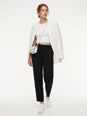 *Babaton Black High Waist Jogger Pants Cropped Ankle Stretch XS
